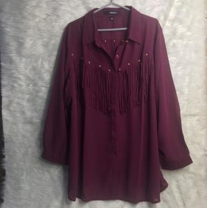 denim 24/7 Purple Fringe Western Blouse Size 26